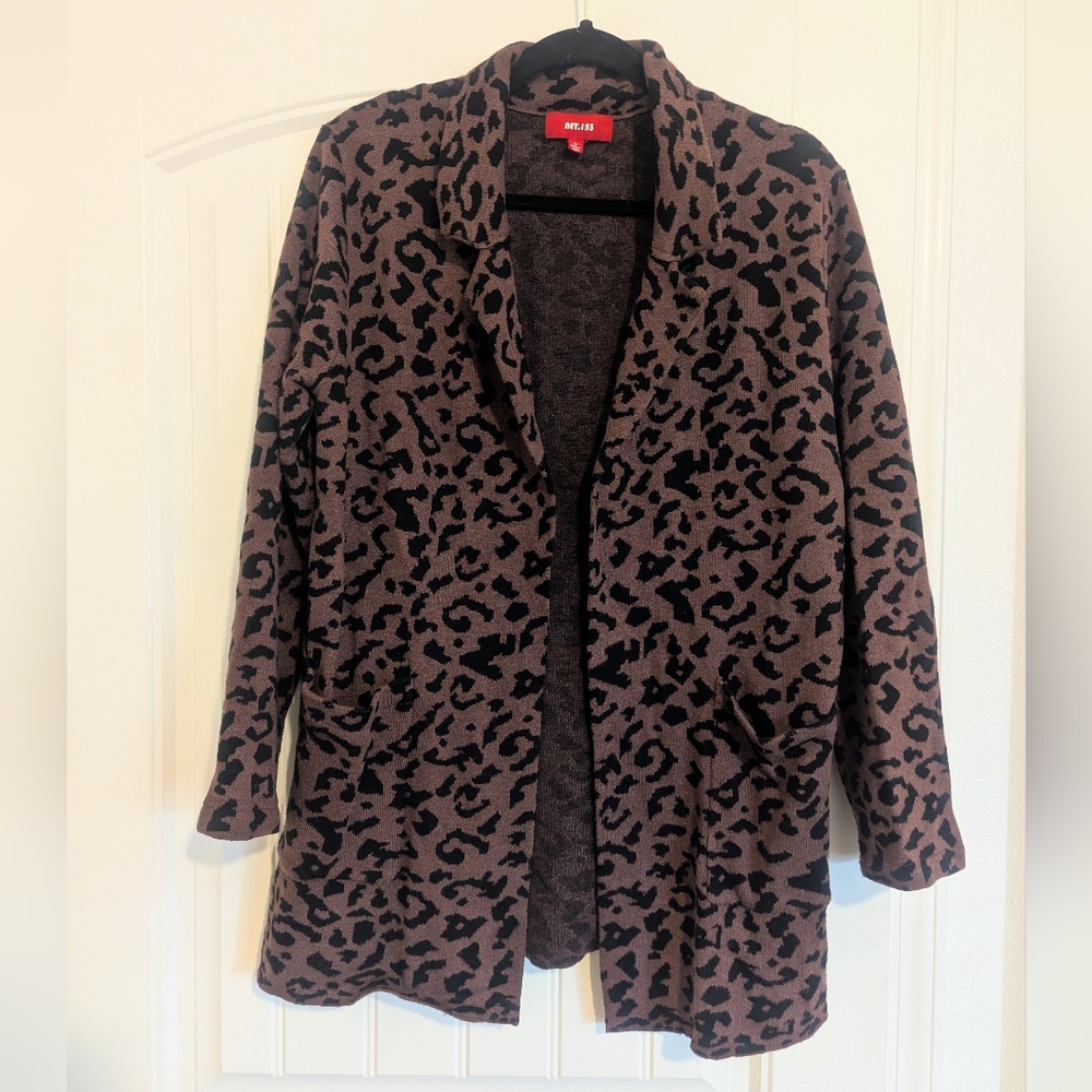 net 153 open front leopard cardigan